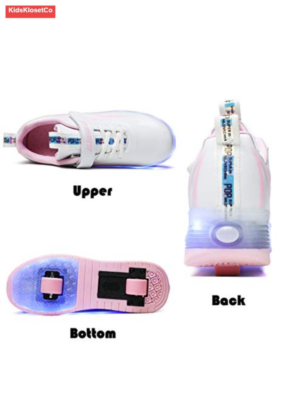 Kids Light Up LED Roller Skates USB Rechargeable Wheel Sneakers - Picture 4 of 5